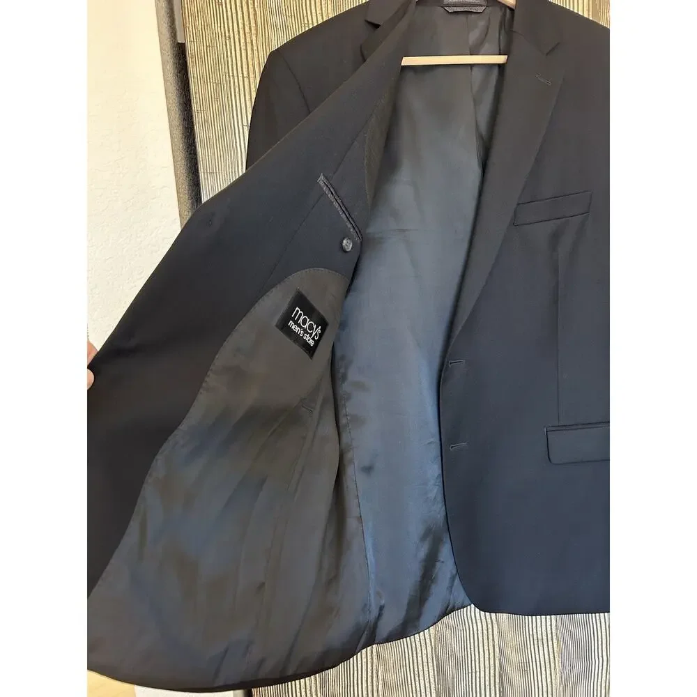 Ralph Lauren Macys 44‎ Men’s 100% Wool 2-Button Blazer Sport Suit Jacket Black